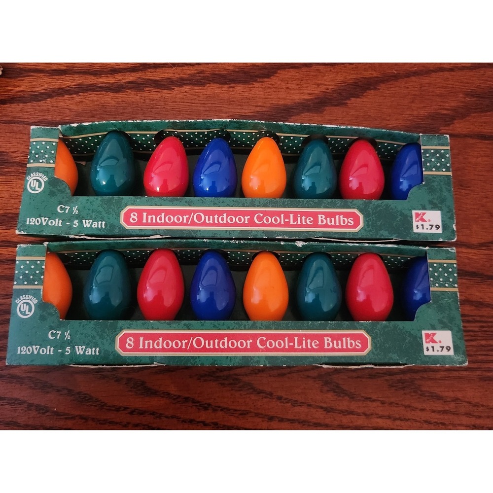 16‎ Vintage Trim-a-Home Indoor/Outdoor Cool-Lite Painted Bulbs 5w C7 1/2 Kmart
